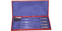 159 - 5 pieces kit for BBQ in wooden case